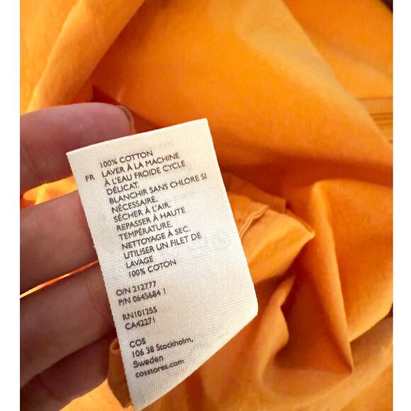 COS 4 Open V-Neck Wide Leg Jumpsuit Tie Waist 100% Cotton Short Sleeve Orange - Picture 11 of 13